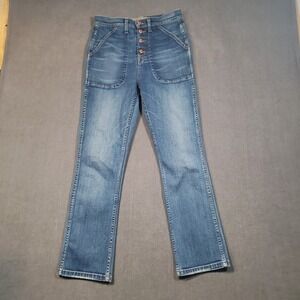 Point Sur Denim Jeans Womens 27 Blue High Rise Button Fly Patch Pocket Straight